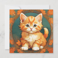 Alphonse Mucha Style Orange Cat