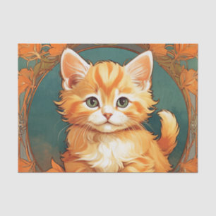 Alphonse Mucha Style Orange Cat Tissue Paper