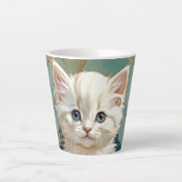 Alphonse Mucha Style White Cat