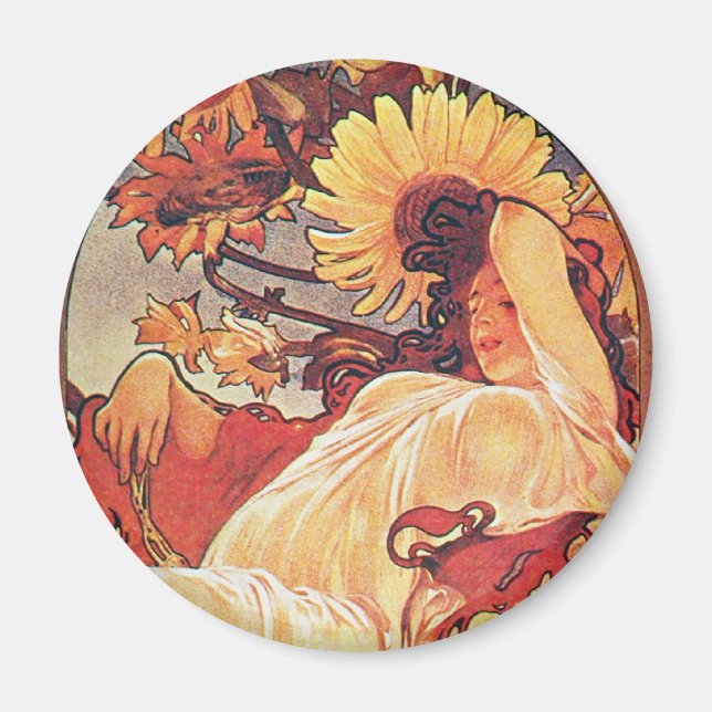 Alphonse Mucha Sunflower Magnet (Front)