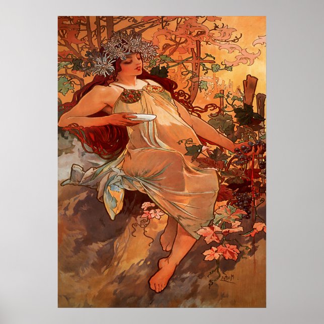 Alphonse Mucha - The Autumn - The Seasons Poster (Front)