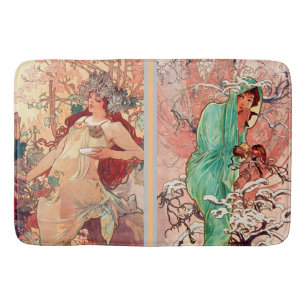 Alphonse Mucha, The Four Seasons (1896) Bath Mat