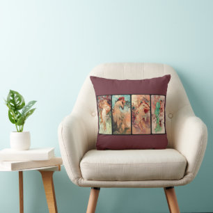 Alphonse Mucha, The Four Seasons (1896)  Cushion