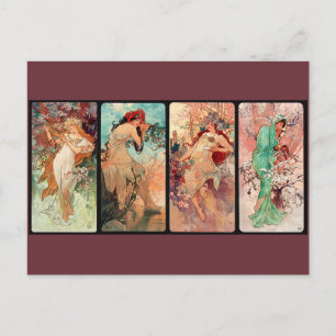 Alphonse Mucha, The Four Seasons (1896) Holiday Postcard