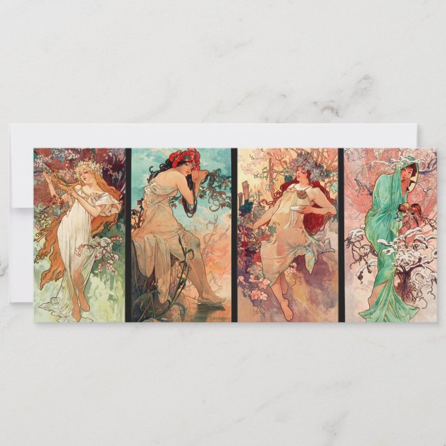 Alphonse Mucha, The Four Seasons (1896)  Invitation (Front)