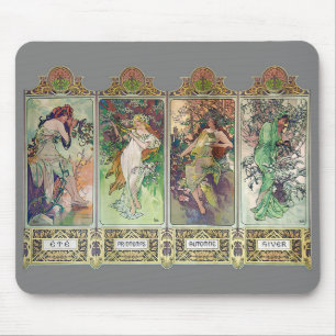 Alphonse Mucha , “ The four seasons ” Mouse Pad