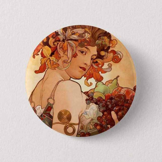 Alphonse Mucha - The Fruits 6 Cm Round Badge (Front)