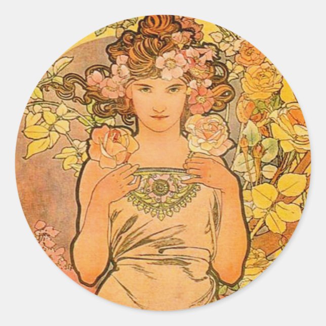 Alphonse Mucha The Rose Stickers (Front)