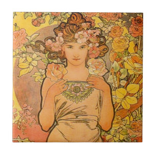Alphonse Mucha The Rose Tile