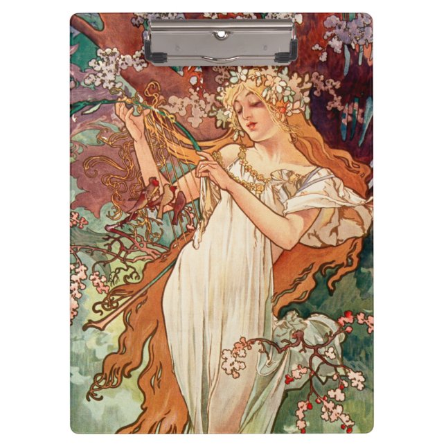 Alphonse Mucha, The Seasons (1896) Spring Clipboard (Front)