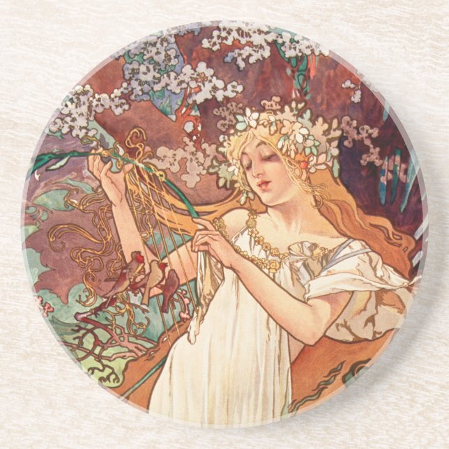 Alphonse Mucha, The Seasons (1896) Spring Coaster (Front)