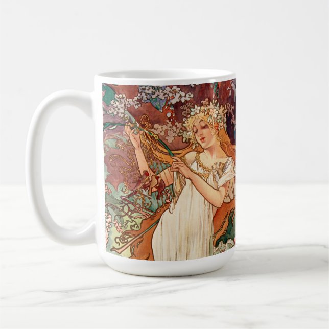 Alphonse Mucha, The Seasons (1896) Spring Coffee Mug (Left)