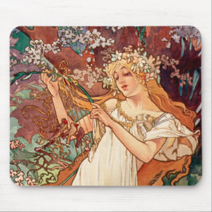 Alphonse Mucha, The Seasons (1896) Spring Mouse Pad