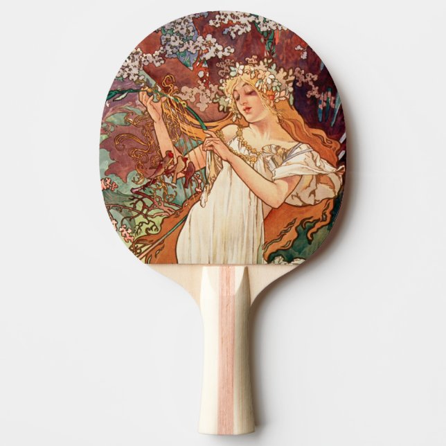 Alphonse Mucha, The Seasons (1896) Spring Ping Pong Paddle (Front)