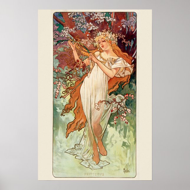 Alphonse Mucha, The Seasons (1896) Spring Poster (Front)