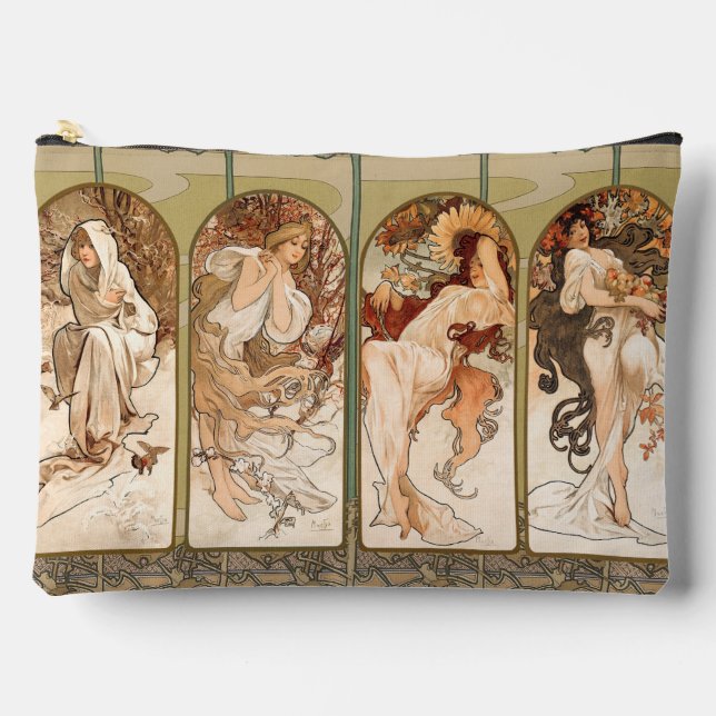 Alphonse Mucha The Seasons 1897 Art Nouveau Accessory Pouch (Front)