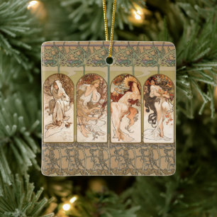 Alphonse Mucha The Seasons 1897 Art Nouveau Ceramic Ornament