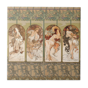 Alphonse Mucha The Seasons 1897 Art Nouveau Ceramic Tile