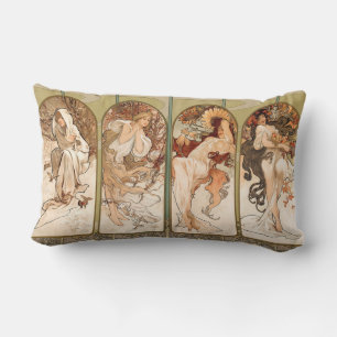 Alphonse Mucha The Seasons 1897 Art Nouveau Lumbar Cushion