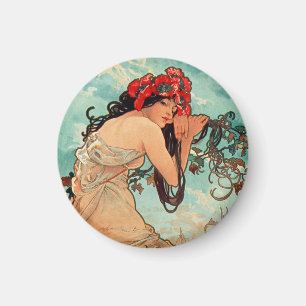 Alphonse Mucha, The Seasons, Summer (1896) Magnet