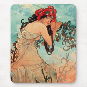 Alphonse Mucha, The Seasons, Summer (1896)  Mouse Pad