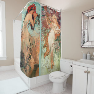Alphonse Mucha, The Seasons, Winter and Summer Shower Curtain