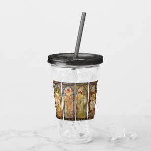 Alphonse Mucha, The Times of the Day Acrylic Tumbler