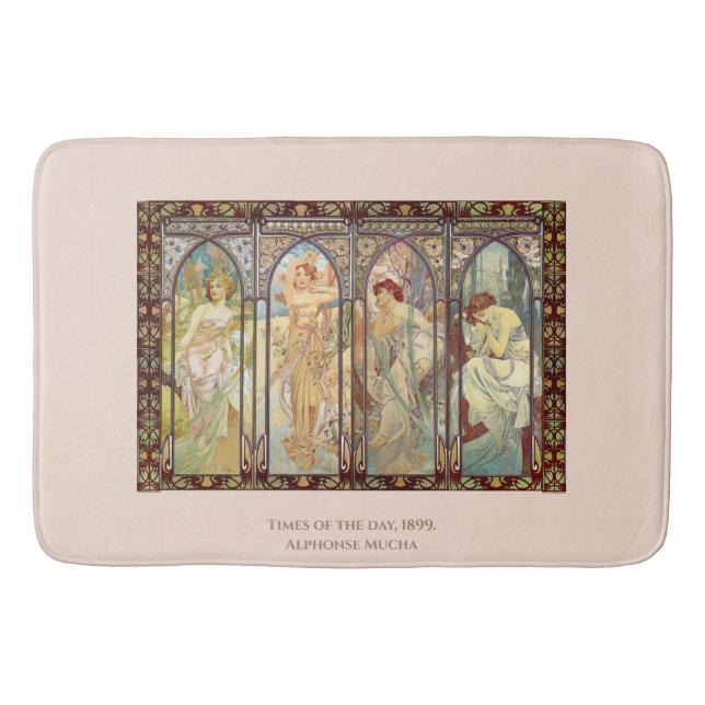Alphonse Mucha -The times of the day  Bath Mat (Front)