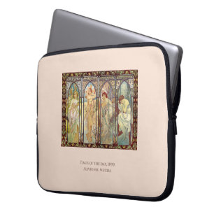 Alphonse Mucha -The times of the day Laptop Sleeve