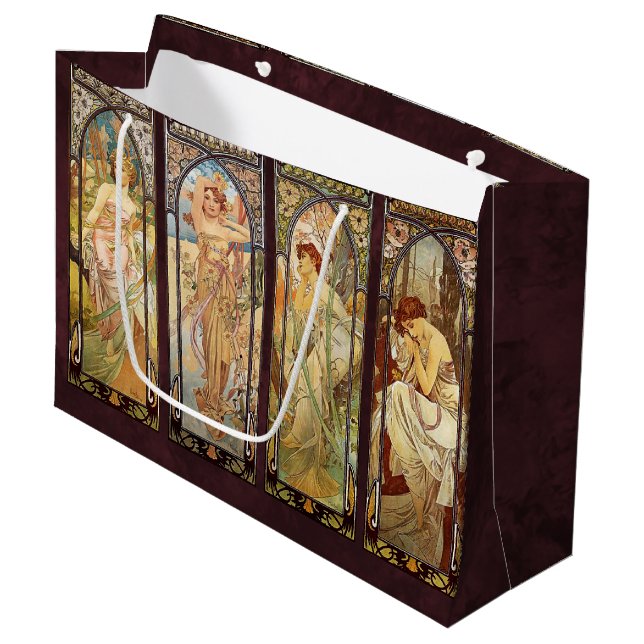 Alphonse Mucha, The Times of the Day Large Gift Bag (Front Angled)