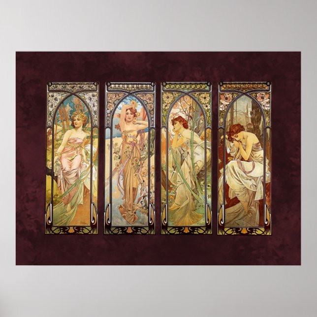 Alphonse Mucha, The Times of the Day Poster (Front)