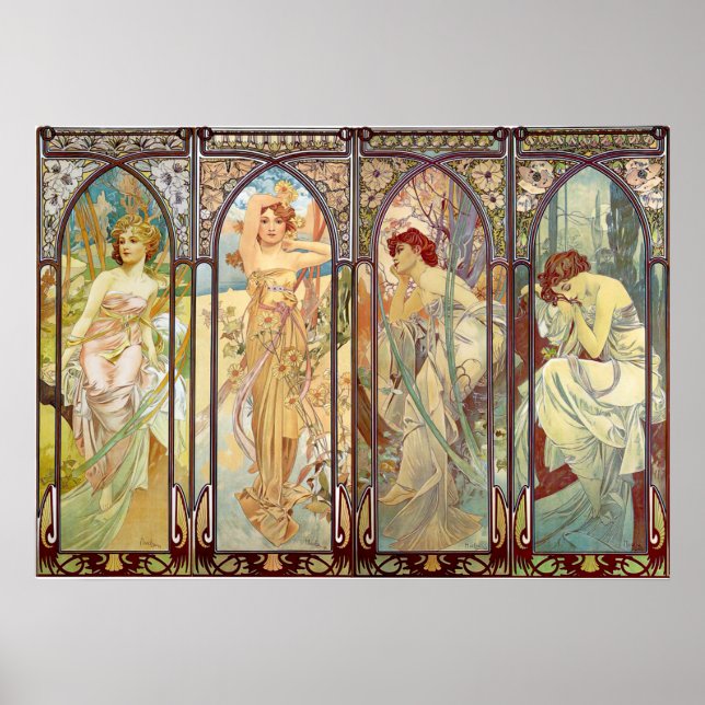 Alphonse Mucha -The times of the day Poster (Front)