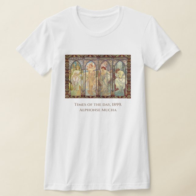 Alphonse Mucha -The times of the day  T-Shirt (Laydown)