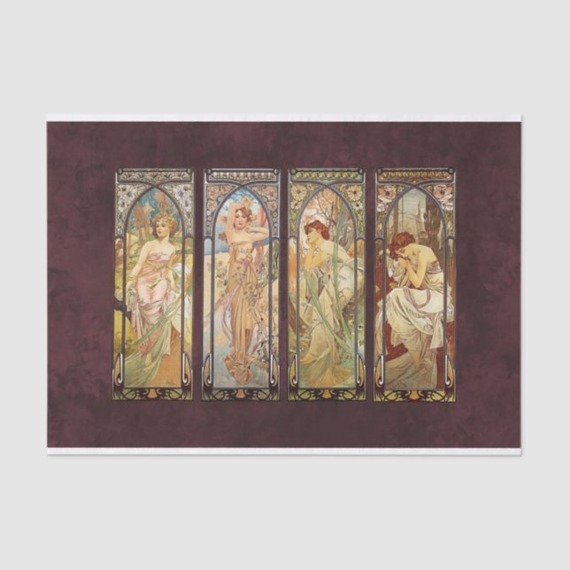 Alphonse Mucha, The Times of the Day Tissue Paper (Front)