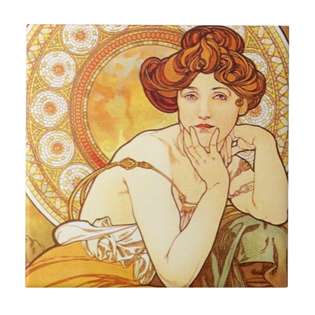Alphonse Mucha Topaz Tile (Front)