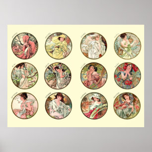 Alphonse Mucha Twelve Months Of The Year Poster