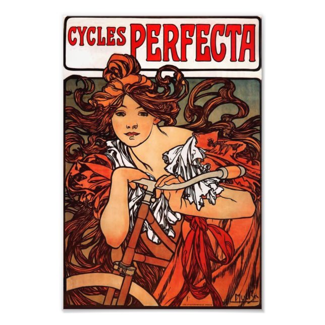 Alphonse Mucha Vintage Bicycle Print (Front)