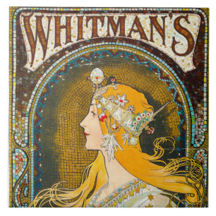 Alphonse Mucha Vintage Whitman's Ad Ceramic Tile