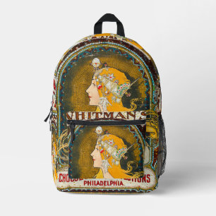 Alphonse Mucha Vintage Whitman's Ad Printed Backpack