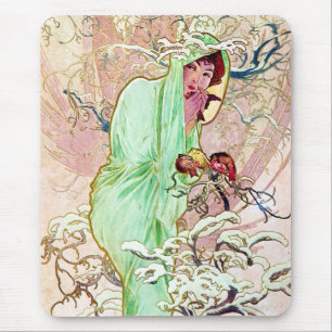 Alphonse Mucha Winter II Mouse Pad