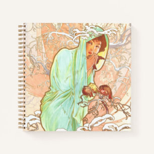 Alphonse Mucha Winter Vintage Art Nouveau Painting Notebook