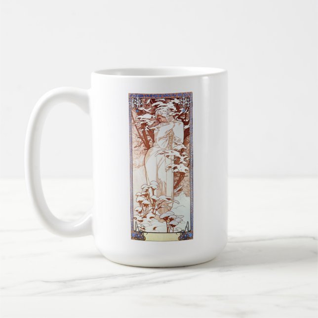 Alphonse Mucha - Winter White Coffee Mug (Left)