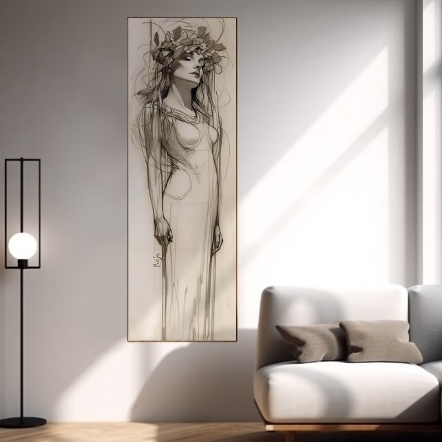 Alphonse Mucha Woman Pencil Sketch Art Nouveau Poster (Creator Uploaded)