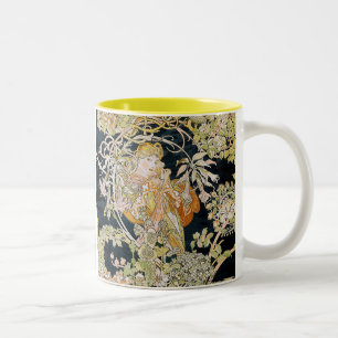Alphonse Mucha, “Woman with a Daisy” Two-Tone Coffee Mug