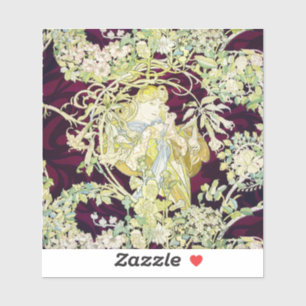 Alphonse Mucha Woman with Daisy Art Nouveau Art