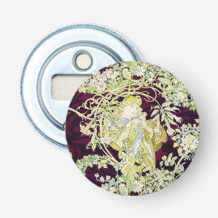 Alphonse Mucha Woman with Daisy Art Nouveau Art Bottle Opener