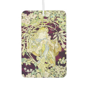 Alphonse Mucha Woman with Daisy Art Nouveau Art Car Air Freshener