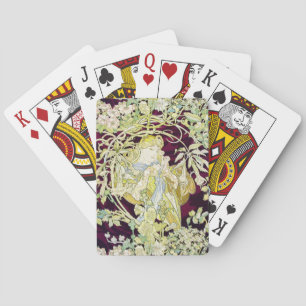 Alphonse Mucha Woman with Daisy Art Nouveau Art Playing Cards