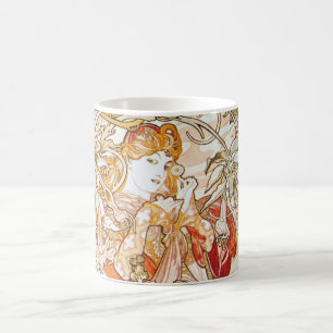 Alphonse Mucha Woman With Daisy Art Nouveau Mug