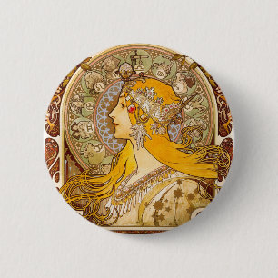 Alphonse Mucha Zodiac Art Nouveau Vintage Decor 6 Cm Round Badge